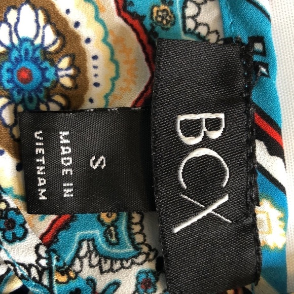 BCX Womens Slit Sleeve Floral Blouse 3/4 Sleeve Keyhole Neck Bohemian - Picture 7 of 9